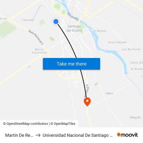 Martin De Renteria, 710 to Universidad Nacional De Santiago Del Estero Sede El Zanjon map