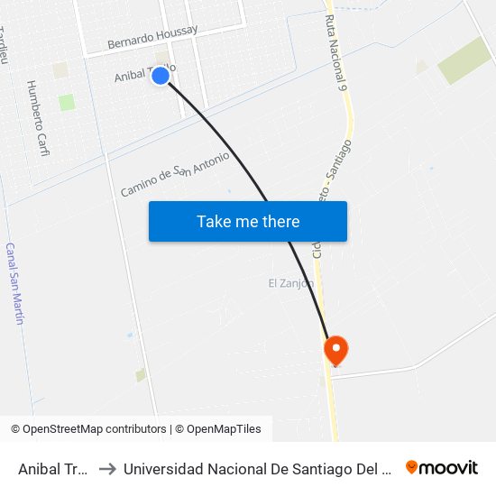 Anibal Troilo, 26 to Universidad Nacional De Santiago Del Estero Sede El Zanjon map