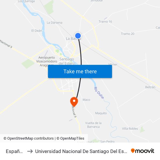 España, 892 to Universidad Nacional De Santiago Del Estero Sede El Zanjon map