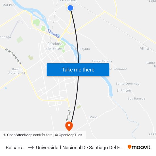 Balcarce, 600 to Universidad Nacional De Santiago Del Estero Sede El Zanjon map