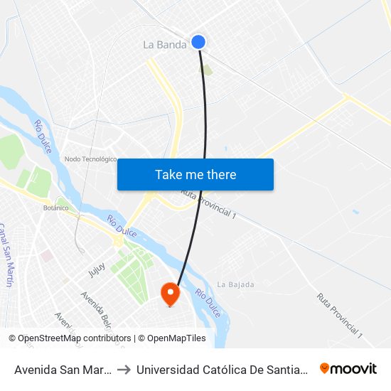 Avenida San Martín, 526 to Universidad Católica De Santiago Del Estero map