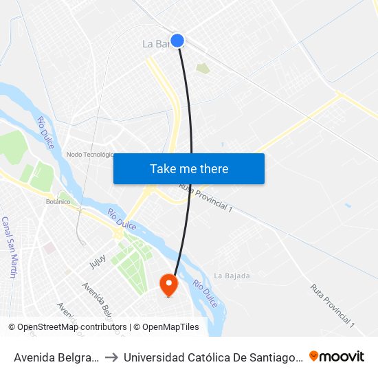 Avenida Belgrano, 36 to Universidad Católica De Santiago Del Estero map