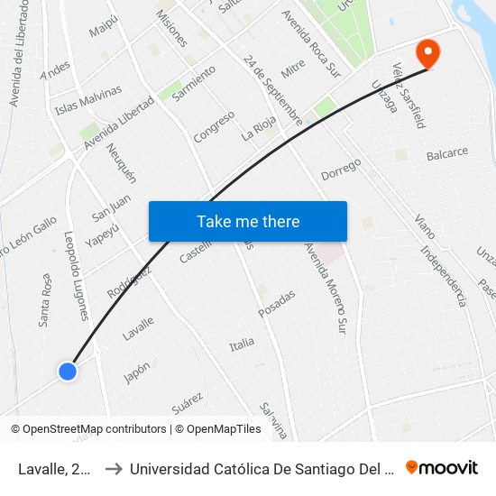 Lavalle, 2385 to Universidad Católica De Santiago Del Estero map