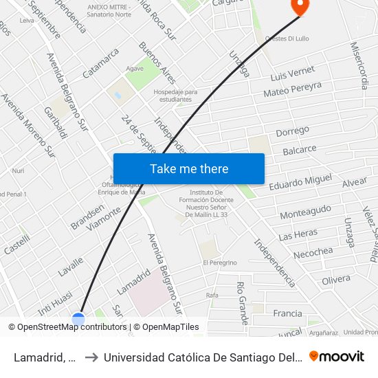 Lamadrid, 593 to Universidad Católica De Santiago Del Estero map