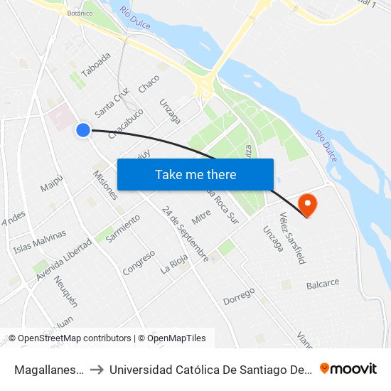 Magallanes, 15 to Universidad Católica De Santiago Del Estero map