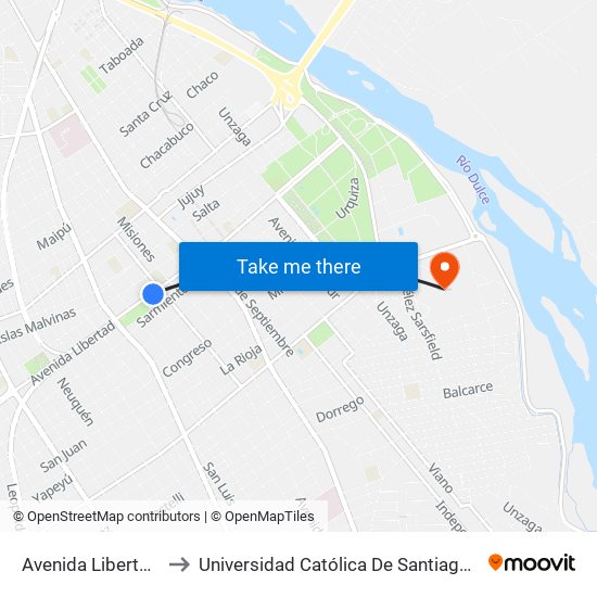 Avenida Libertad, 929 to Universidad Católica De Santiago Del Estero map