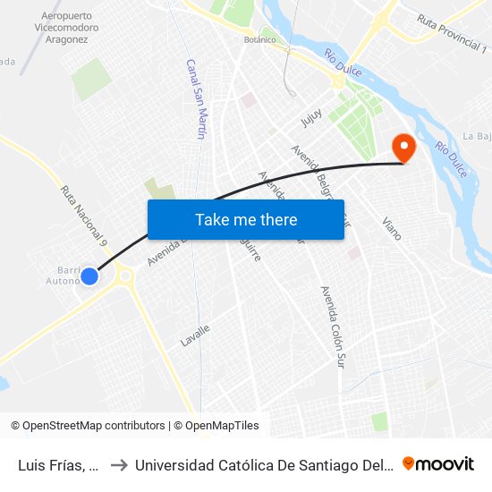 Luis Frías, 281 to Universidad Católica De Santiago Del Estero map