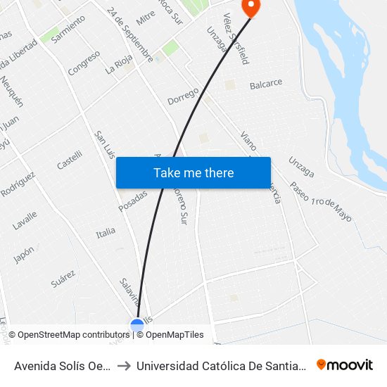 Avenida Solís Oeste, 848 to Universidad Católica De Santiago Del Estero map
