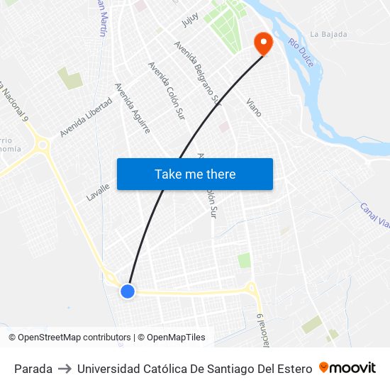 Parada to Universidad Católica De Santiago Del Estero map