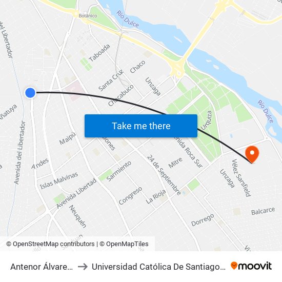 Antenor Álvarez, 618 to Universidad Católica De Santiago Del Estero map