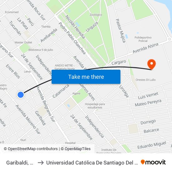 Garibaldi, 399 to Universidad Católica De Santiago Del Estero map