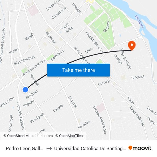 Pedro León Gallo, 1400 to Universidad Católica De Santiago Del Estero map