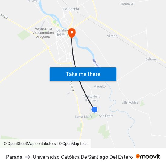 Parada to Universidad Católica De Santiago Del Estero map