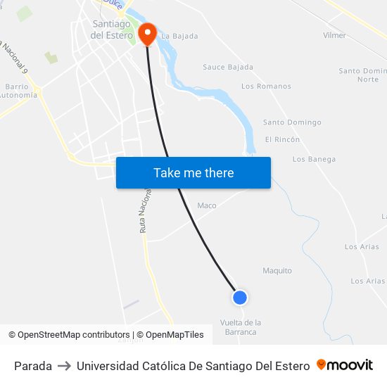 Parada to Universidad Católica De Santiago Del Estero map