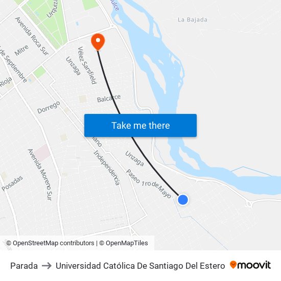 Parada to Universidad Católica De Santiago Del Estero map