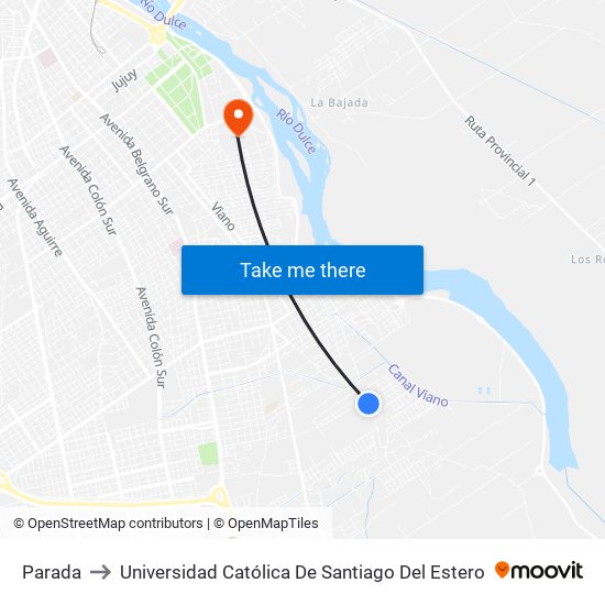 Parada to Universidad Católica De Santiago Del Estero map