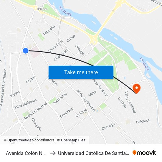 Avenida Colón Norte, 620 to Universidad Católica De Santiago Del Estero map