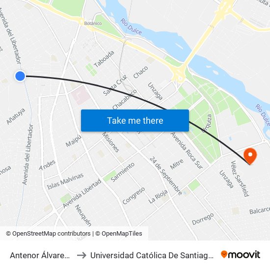 Antenor Álvarez, 1015 to Universidad Católica De Santiago Del Estero map