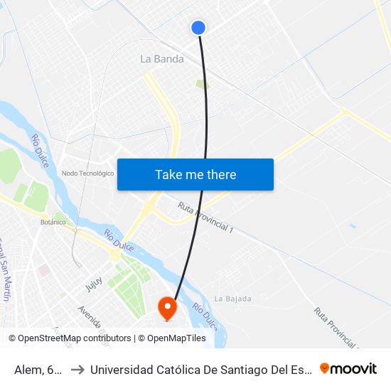 Alem, 683 to Universidad Católica De Santiago Del Estero map