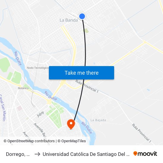 Dorrego, 199 to Universidad Católica De Santiago Del Estero map