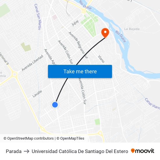 Parada to Universidad Católica De Santiago Del Estero map