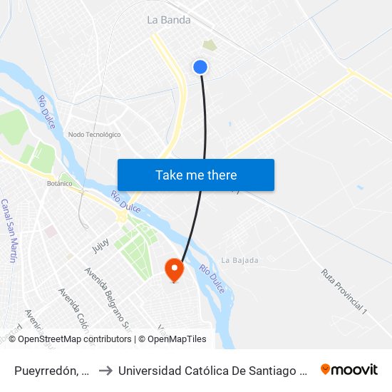 Pueyrredón, 1018 to Universidad Católica De Santiago Del Estero map