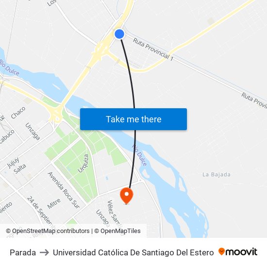 Parada to Universidad Católica De Santiago Del Estero map