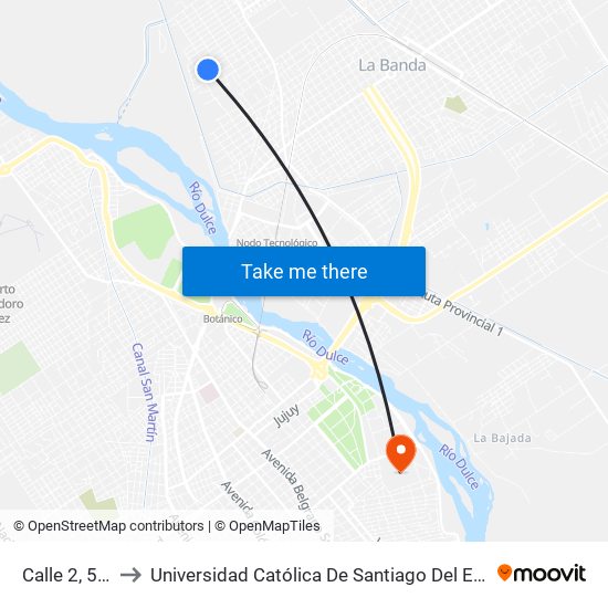 Calle 2, 544 to Universidad Católica De Santiago Del Estero map