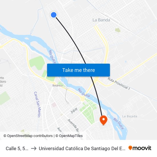 Calle 5, 587 to Universidad Católica De Santiago Del Estero map