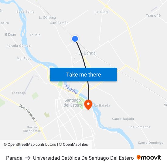 Parada to Universidad Católica De Santiago Del Estero map