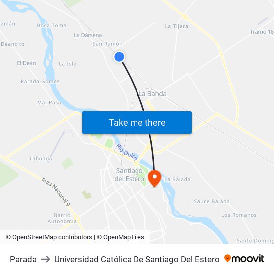 Parada to Universidad Católica De Santiago Del Estero map