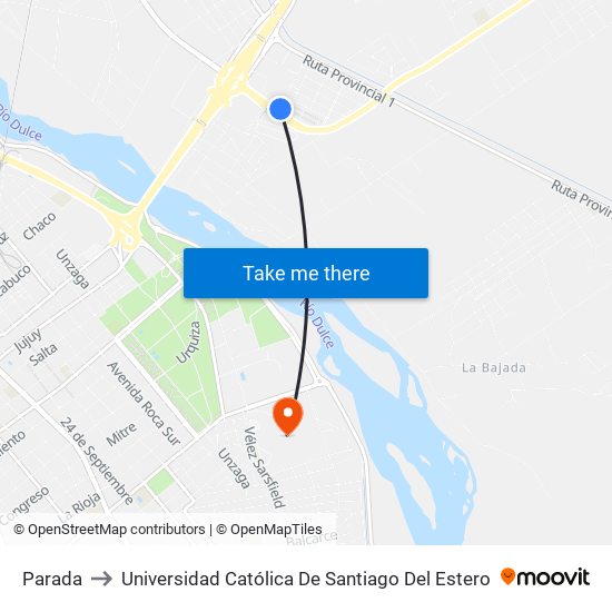 Parada to Universidad Católica De Santiago Del Estero map