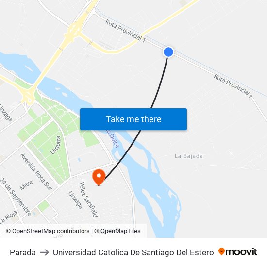 Parada to Universidad Católica De Santiago Del Estero map