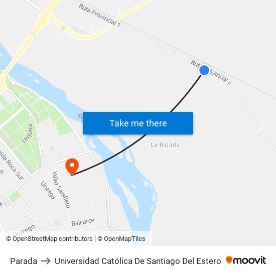 Parada to Universidad Católica De Santiago Del Estero map