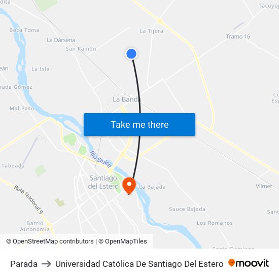 Parada to Universidad Católica De Santiago Del Estero map