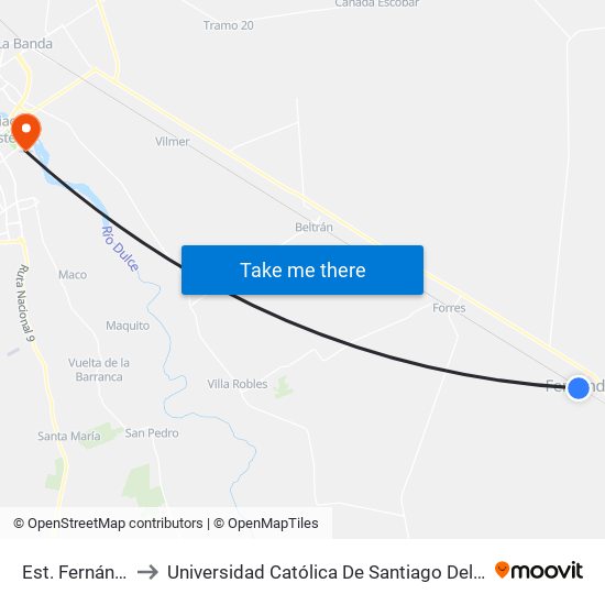 Est. Fernández to Universidad Católica De Santiago Del Estero map
