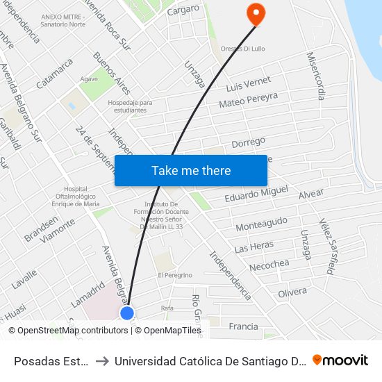 Posadas Este, 26 to Universidad Católica De Santiago Del Estero map