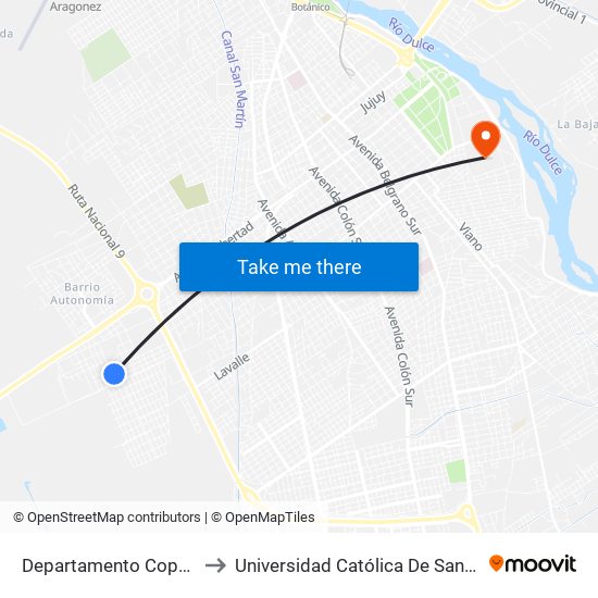 Departamento Copo Y Saladillo to Universidad Católica De Santiago Del Estero map