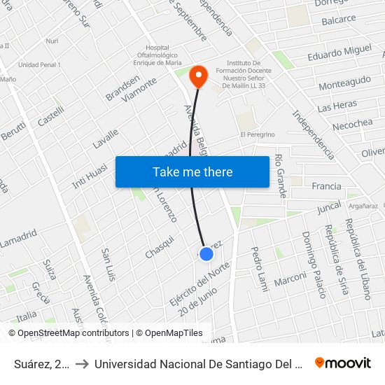 Suárez, 203 to Universidad Nacional De Santiago Del Estero map