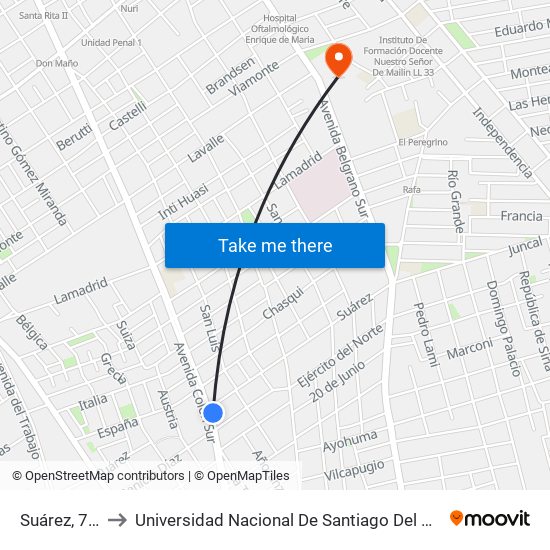 Suárez, 798 to Universidad Nacional De Santiago Del Estero map