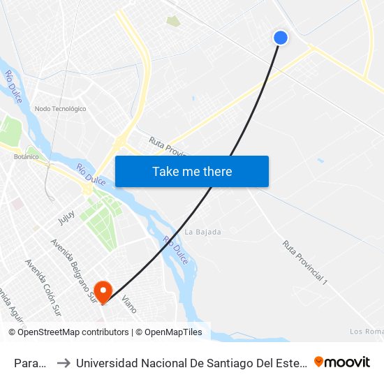 Parada to Universidad Nacional De Santiago Del Estero map