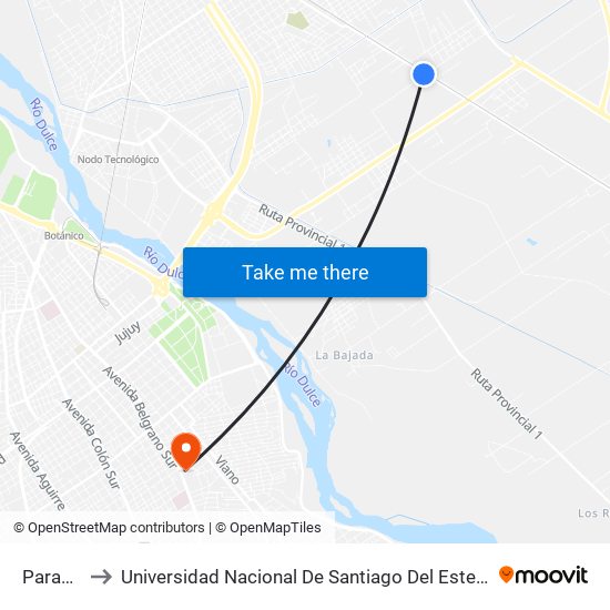 Parada to Universidad Nacional De Santiago Del Estero map