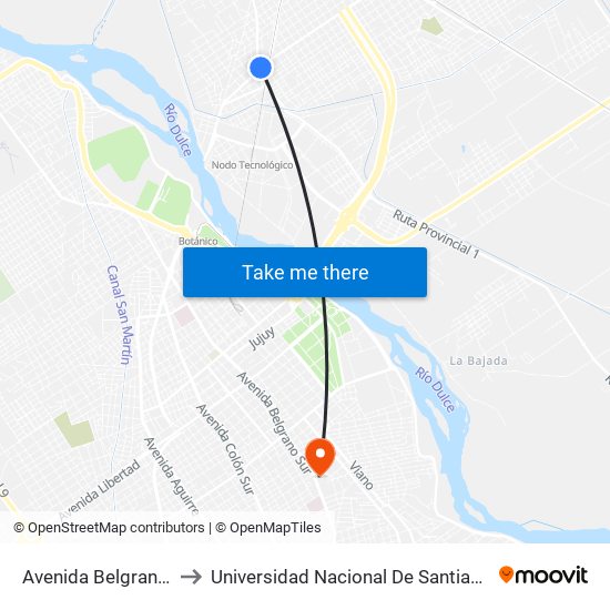 Avenida Belgrano, 1999 to Universidad Nacional De Santiago Del Estero map