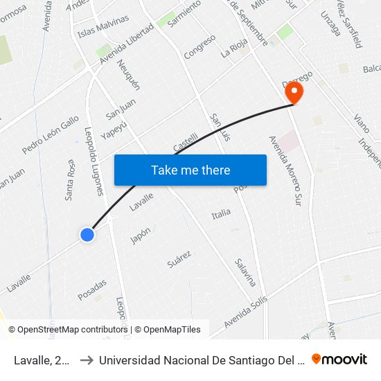 Lavalle, 2385 to Universidad Nacional De Santiago Del Estero map