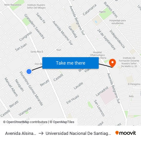 Avenida Alsina, 1226 to Universidad Nacional De Santiago Del Estero map