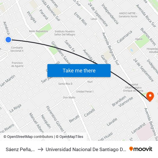 Sáenz Peña, 994 to Universidad Nacional De Santiago Del Estero map