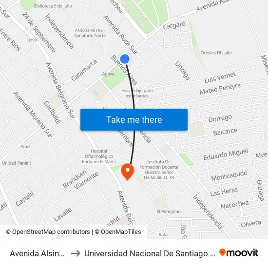 Avenida Alsina, 155 to Universidad Nacional De Santiago Del Estero map