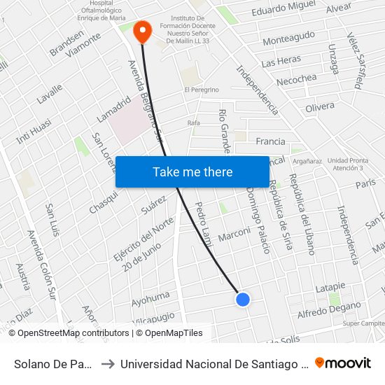 Solano De Paz, 665 to Universidad Nacional De Santiago Del Estero map