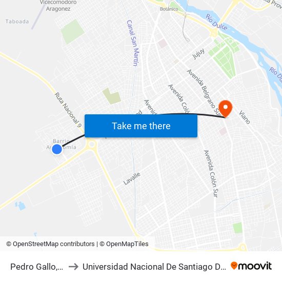 Pedro Gallo, 714 to Universidad Nacional De Santiago Del Estero map