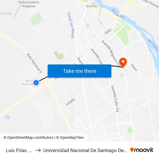 Luis Frías, 281 to Universidad Nacional De Santiago Del Estero map